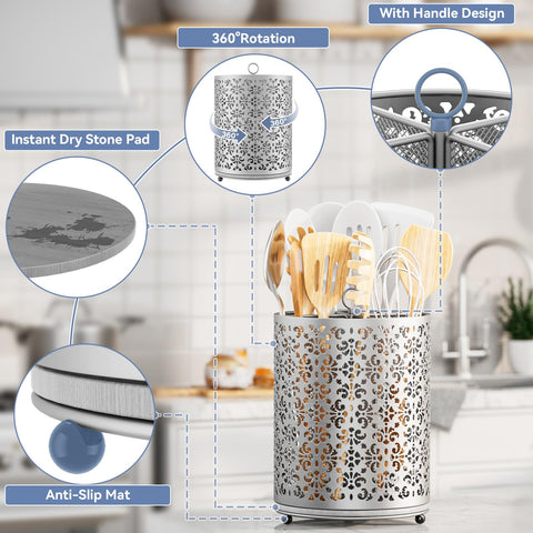 YIUKEA instant-dry diatomite base dries utensils quickly and prevents wet spots.