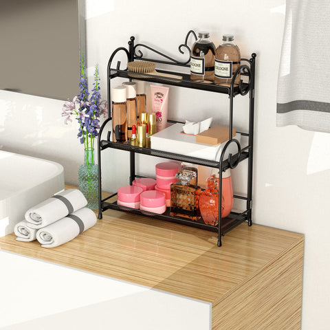 YIUKEA folding countertop organizer folded flat for compact storage.
