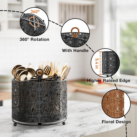 YIUKEA rotating spoon holder with premium wheel ensures quiet, stable rotation.