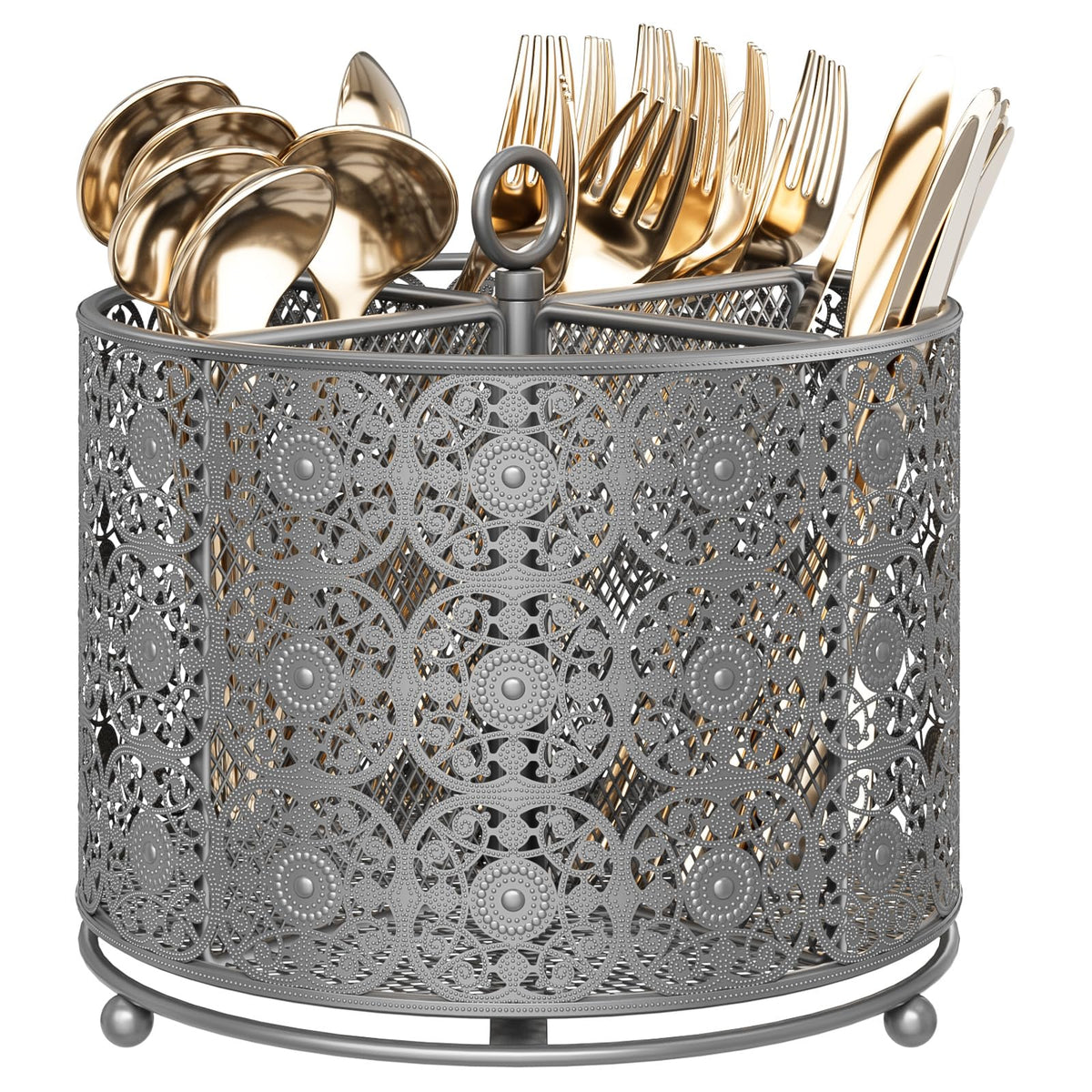 YIUKEA rotating utensil caddy with 360-degree spin for easy access.