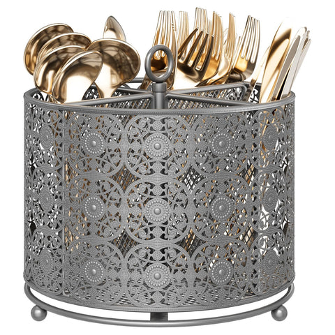 YIUKEA rotating utensil caddy with 360-degree spin for easy access.
