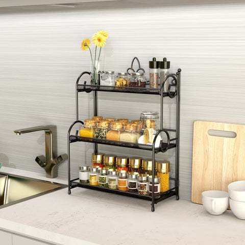 YIUKEA space-saving countertop organizer fits kitchen or bathroom surfaces.