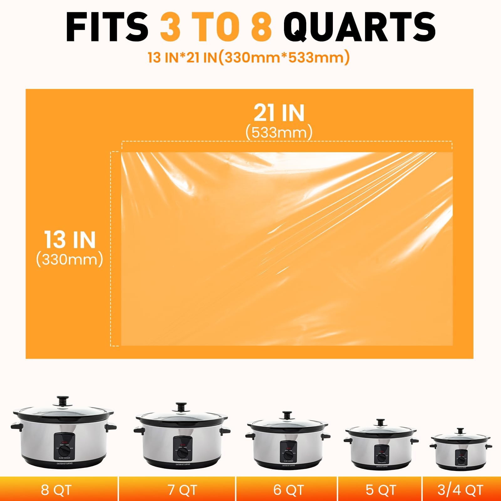 YixangDD 13x21 inch liners in a 3-8 quart pot ready to cook.