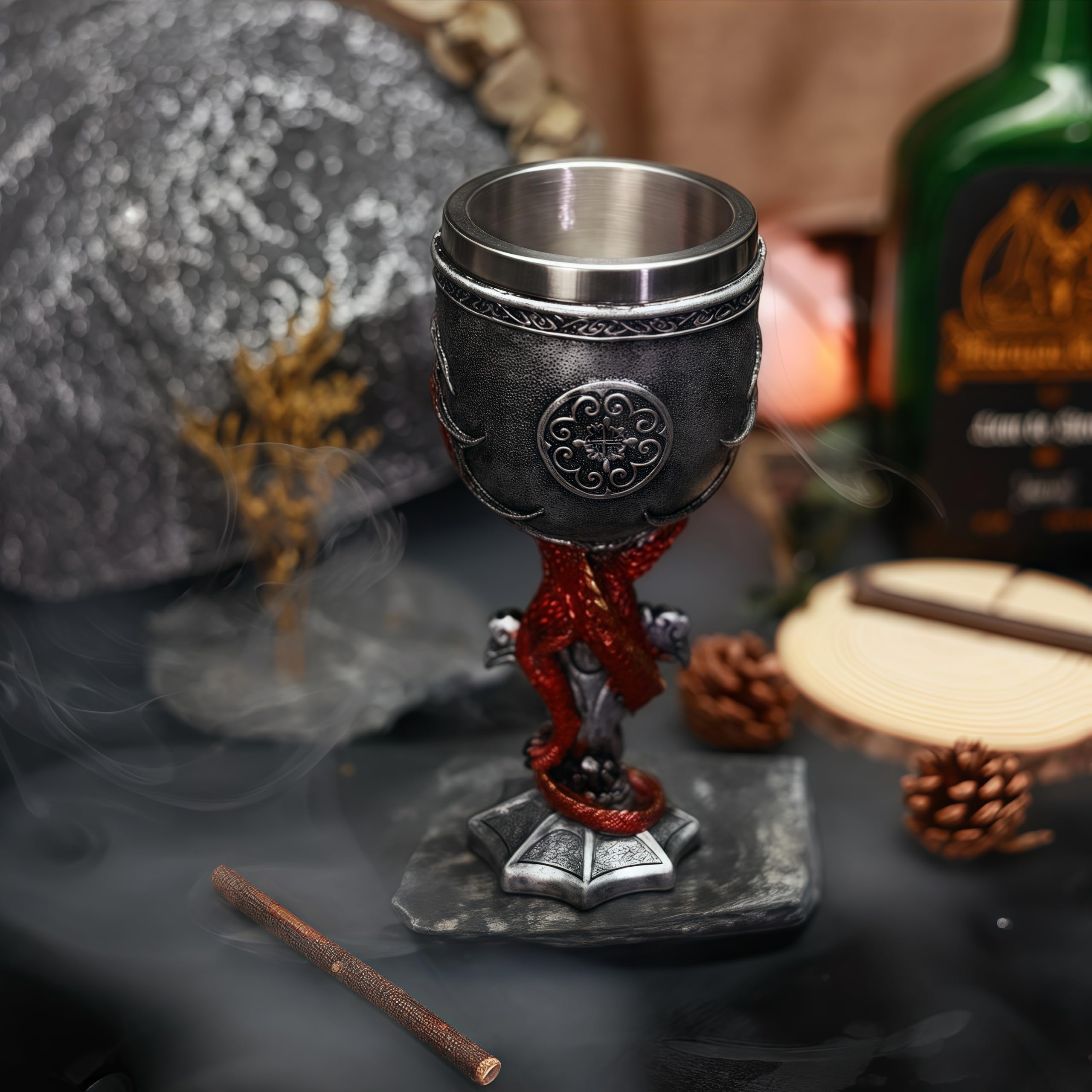 YIXINLOMYY Dragon Goblet resin exterior with dragon body design