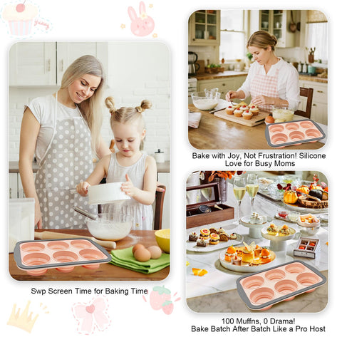YiYeraio 6-cup silicone muffin pan ideal for muffins and cupcakes.