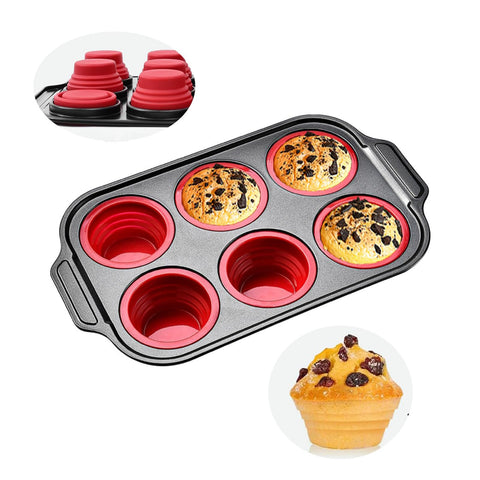 YiYeraio silicone muffin pan with metal frame for stable, easy-release muffins