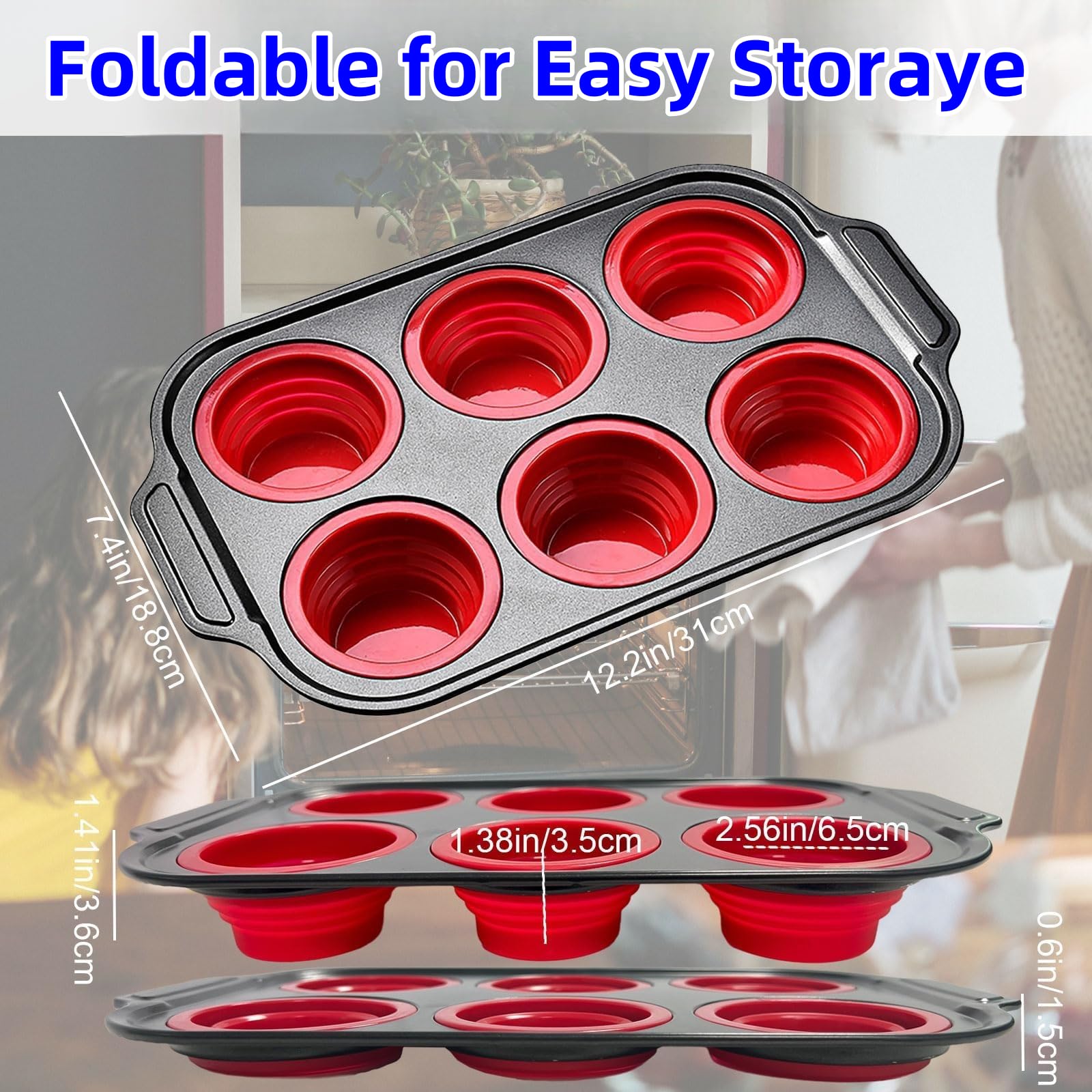 YiYeraio 6-cup pan with nonstick silicone for quick pop-out cupcakes