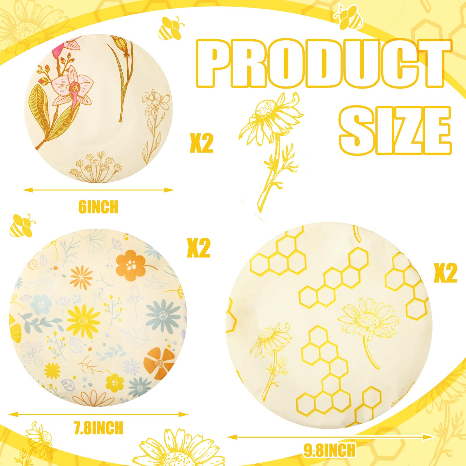 Yiyiring beeswax bowl covers 8in pack keep bowls sealed and reduce waste