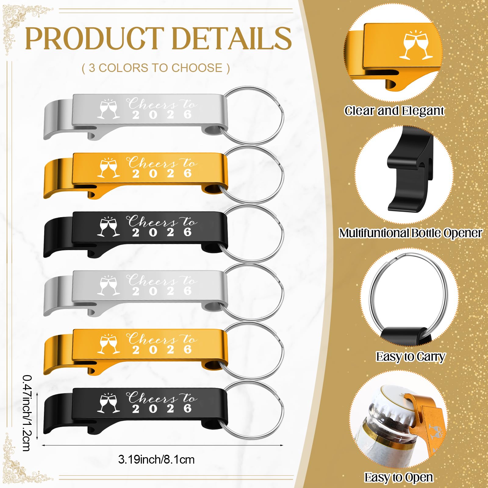 Yiyiring bottle opener keychain in black, durable for celebrations