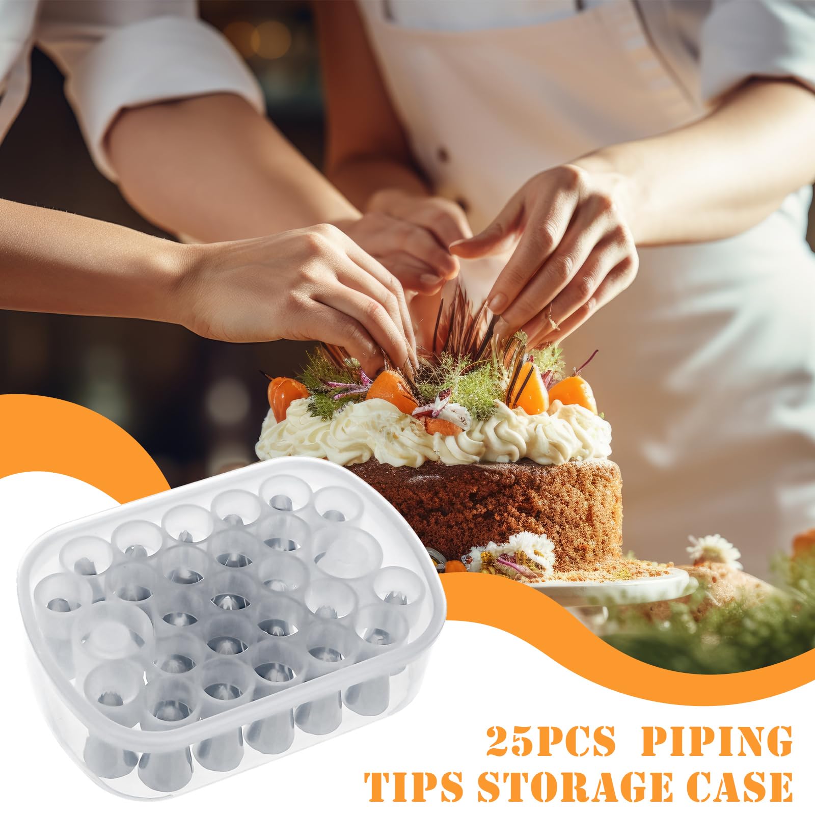 Yiyiring compact piping tip box enables quick setup and cleanup.
