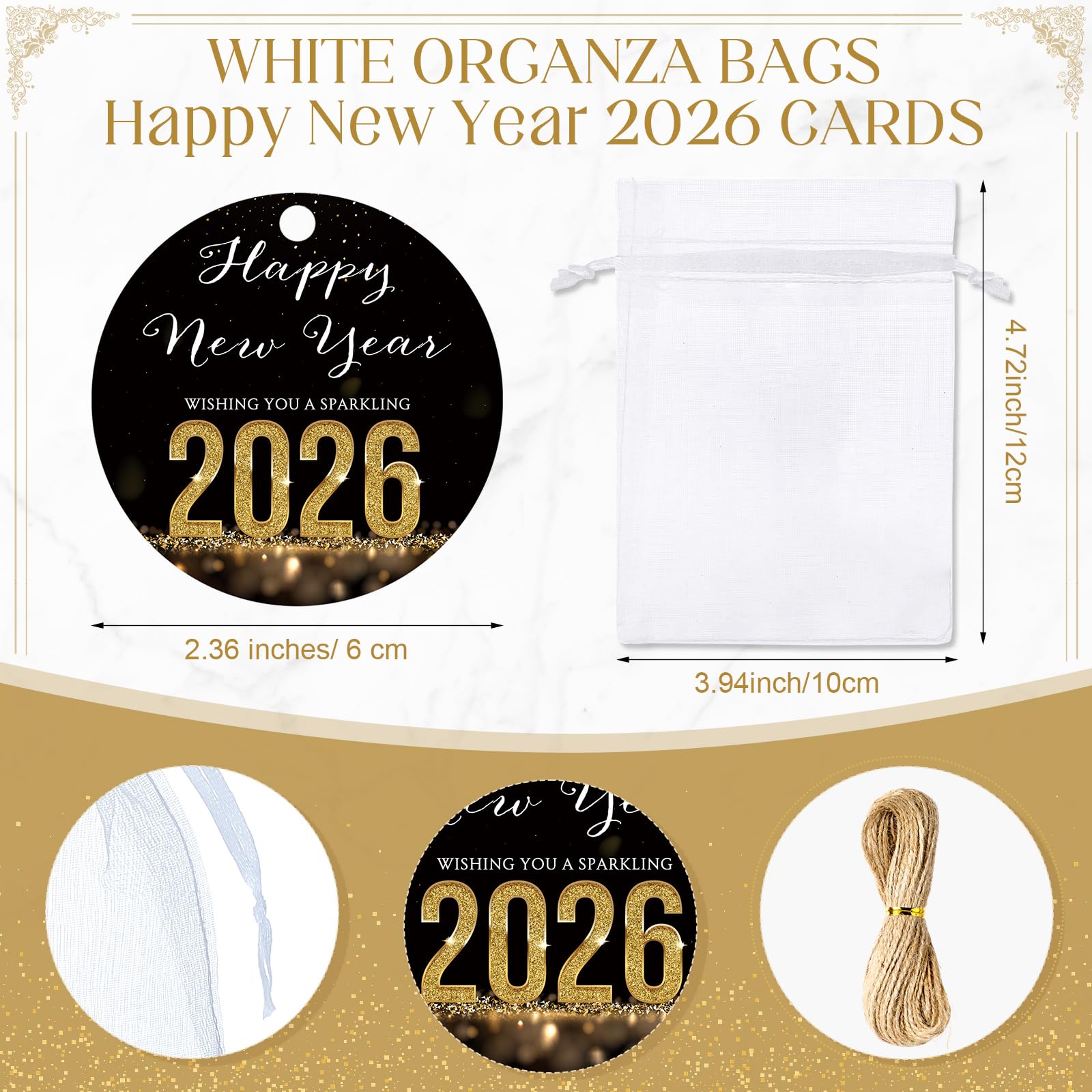 Yiyiring New Year card black with gold words for keepsake