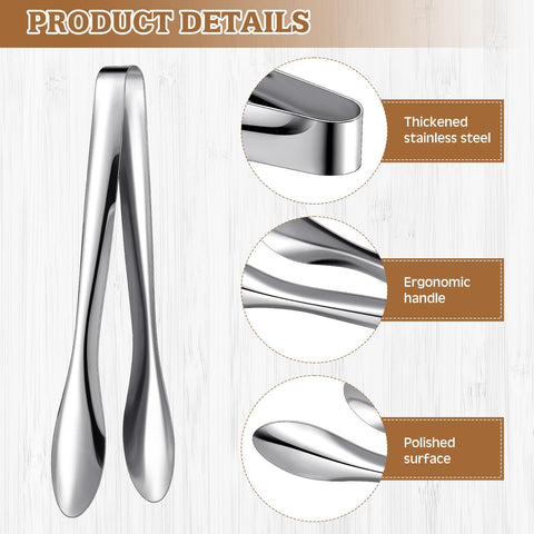 Close-up of Yiyiring polished stainless steel tongs showing smooth surface and durability