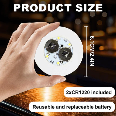 Yiypepy LED coaster on bottle demonstrates eye-catching bottle-lighting for cocktails.