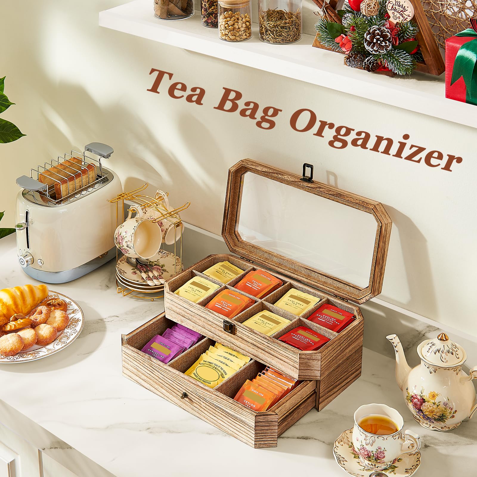 YIYYZI gift-ready tea bag organizer ideal for holidays and housewarmings.