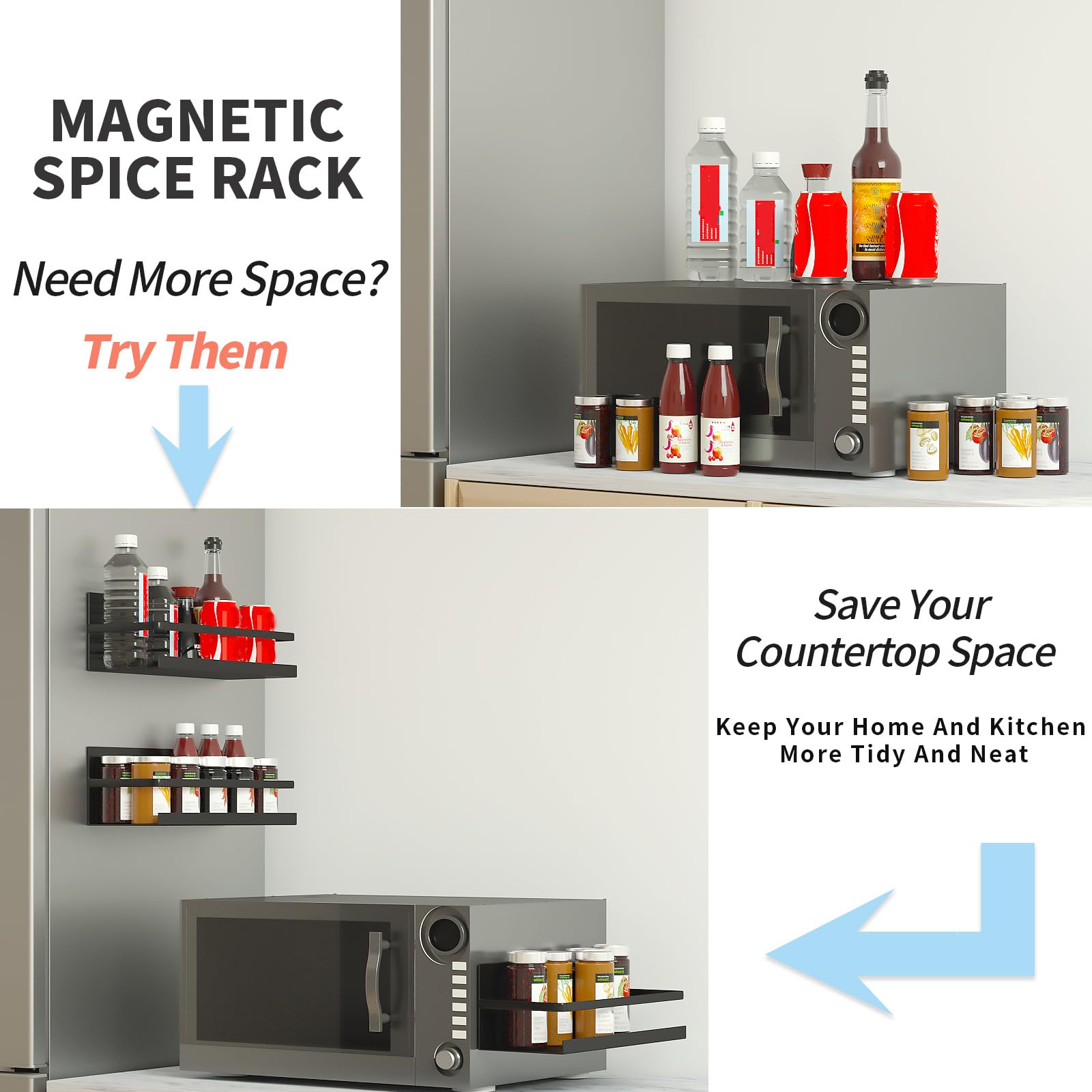 YJSMO heavy-duty magnetic shelf attached to kitchen surface for secure storage