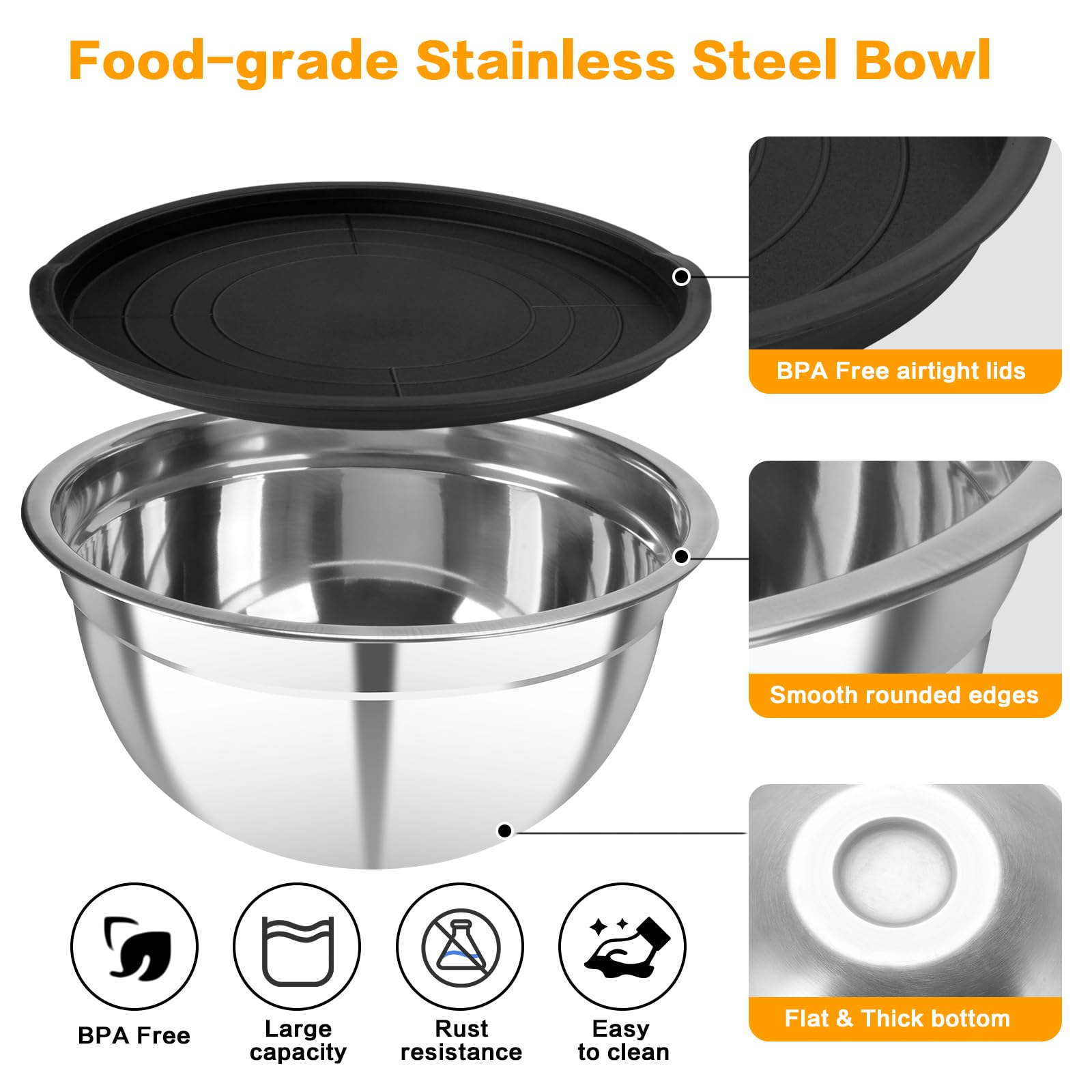 YJSLICT 4.5 qt large bowl ideal for dough and batter