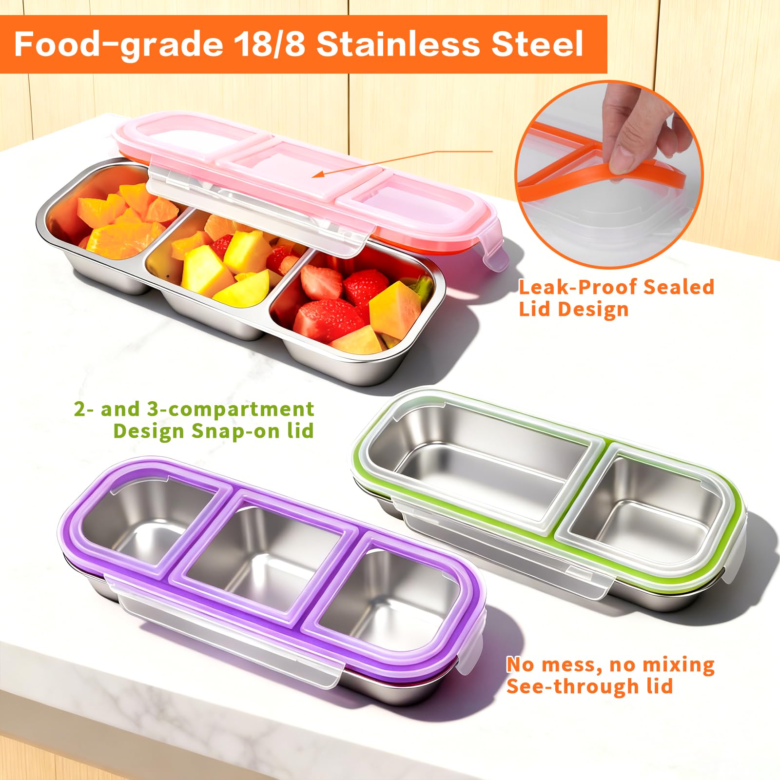 YJSLICT snap locks keep foods secure during picnics and travel.