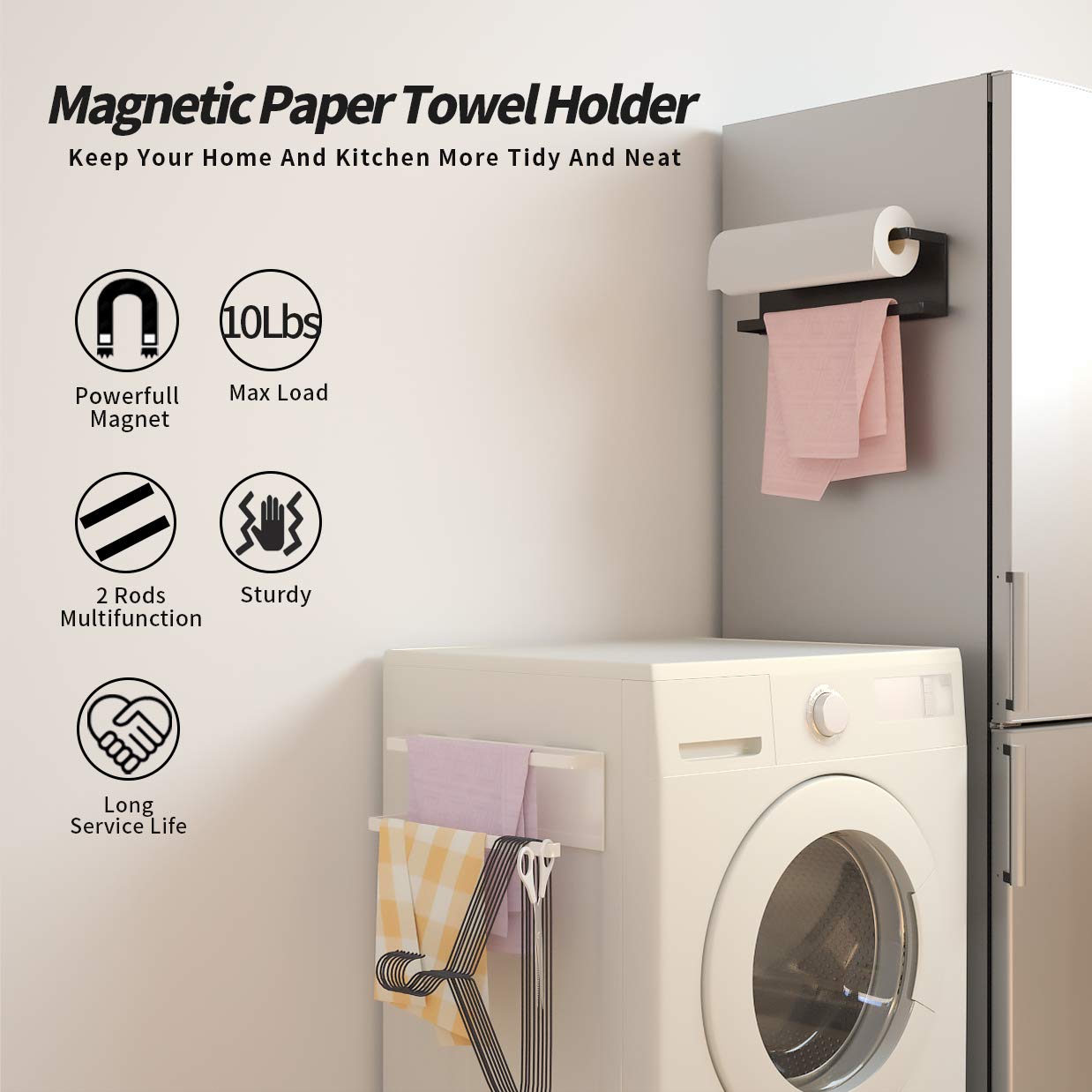 Sturdy back magnet provides strong hold on metal surfaces.