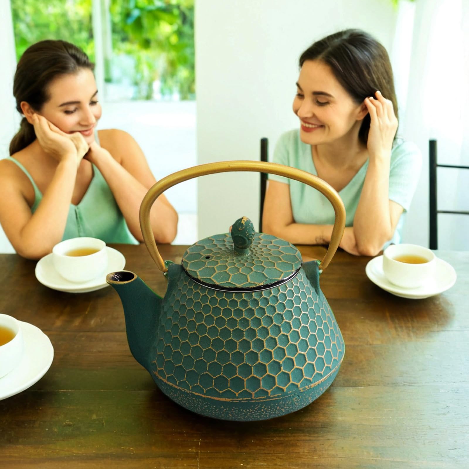 YJX tea kettle on stovetop safe for even heating
