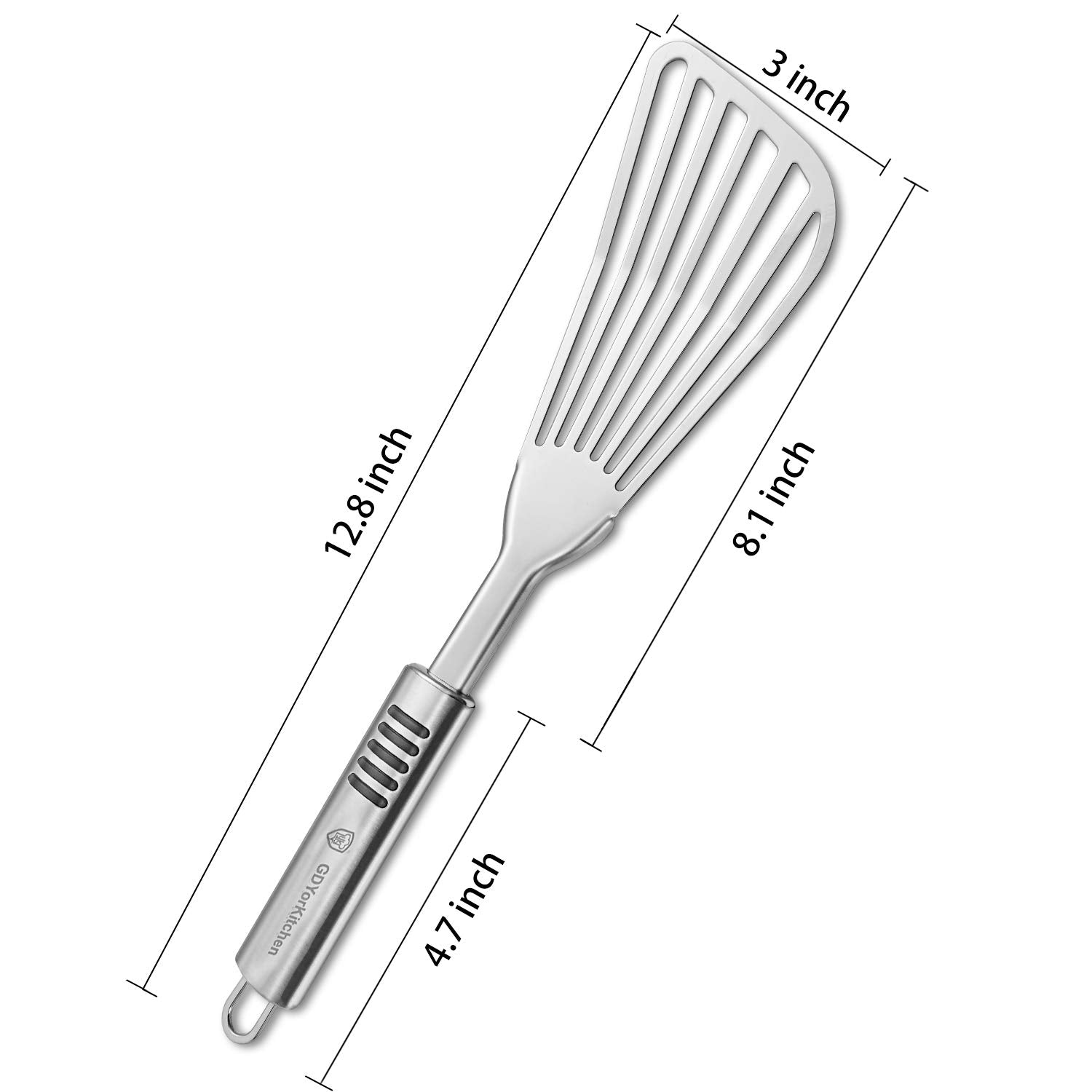 YK GDYORKITCHEN Premium Fish Spatula includes silicone brush for sauces and glaze applications.