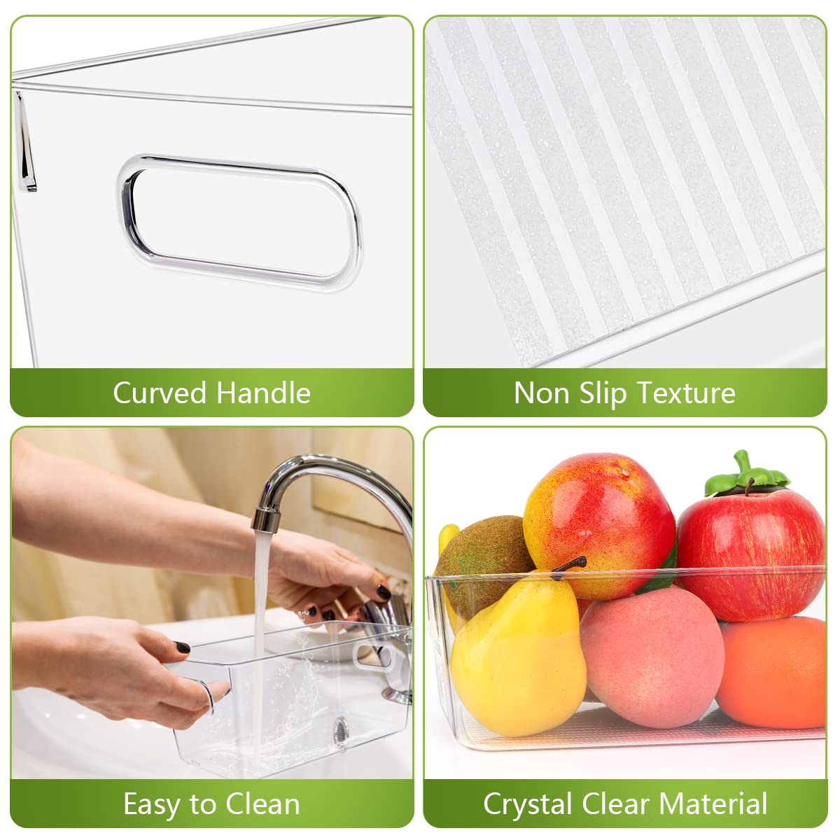 Clear plastic bins by YKIOKE ideal for fruits and vegetables in the fridge