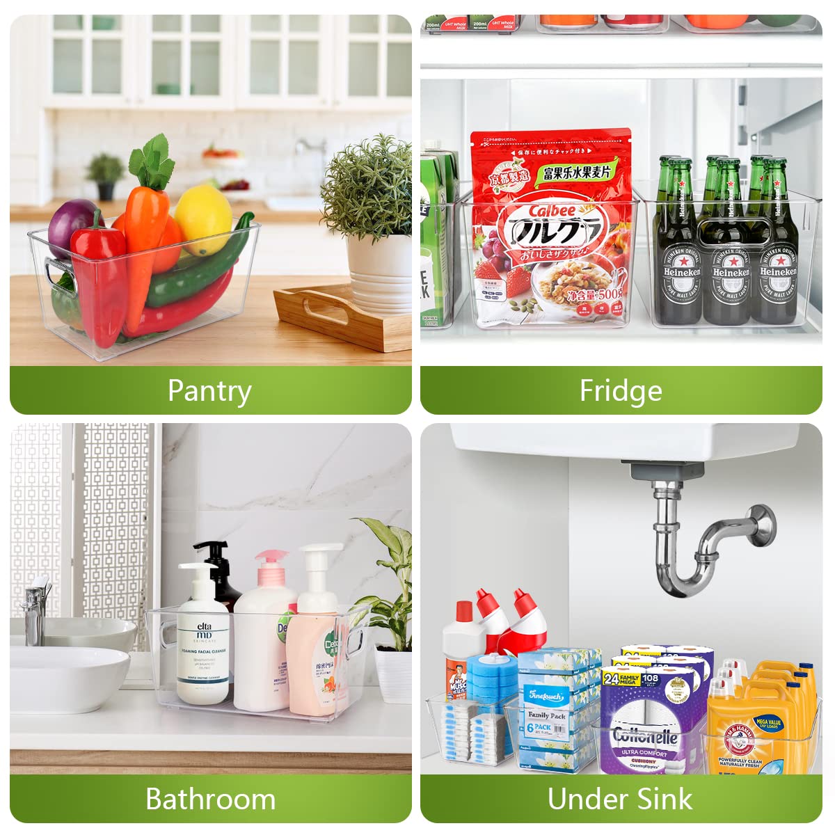 YKIOKE bins with easy-grip handles for drawers and cabinets