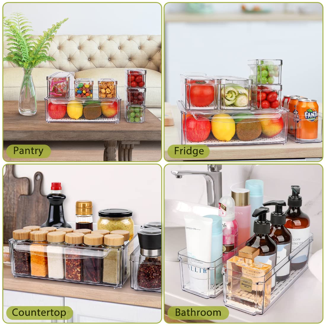 YKIOKE clear lids protect contents while reducing fridge dust