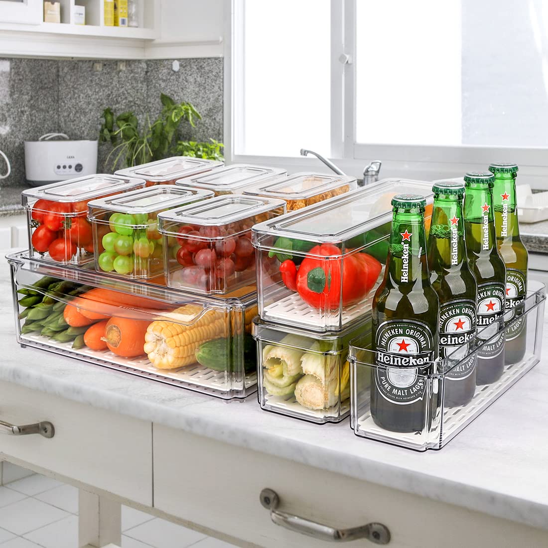 YKIOKE transparent bins simplify kitchen organization at a glance