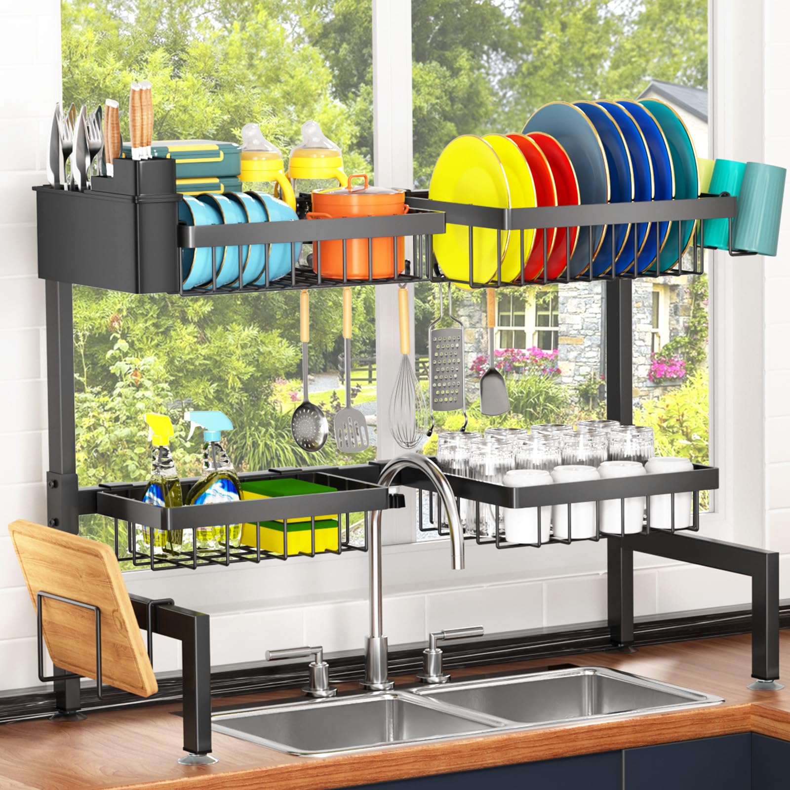 YKLSLH dish drying rack highlights efficient drainage system.