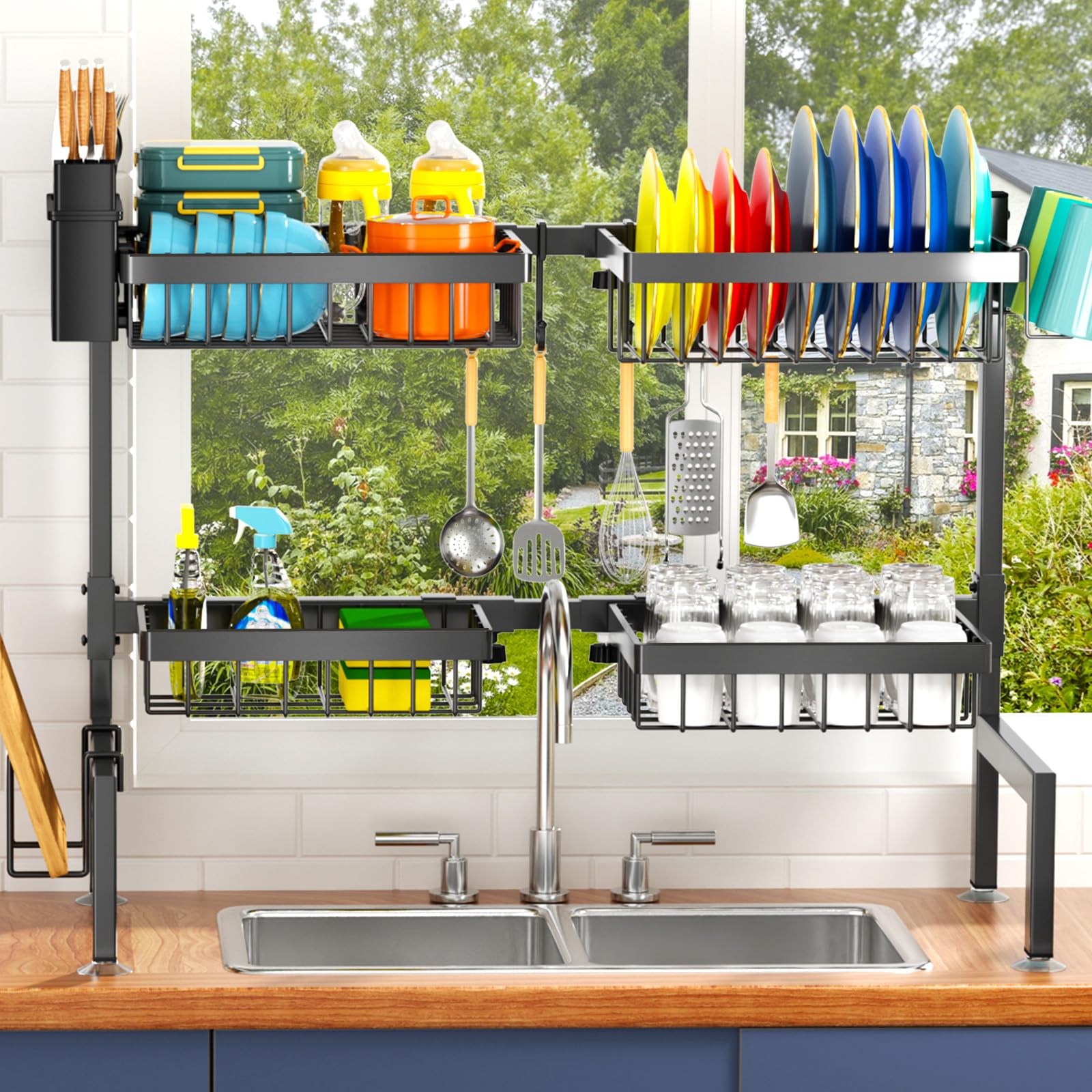 YKLSLH space-saving dish organizer rack for clutter-free counters.