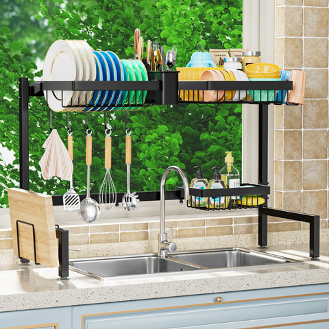 YKLSLH space-saving sink rack reduces clutter and accelerates air-drying.