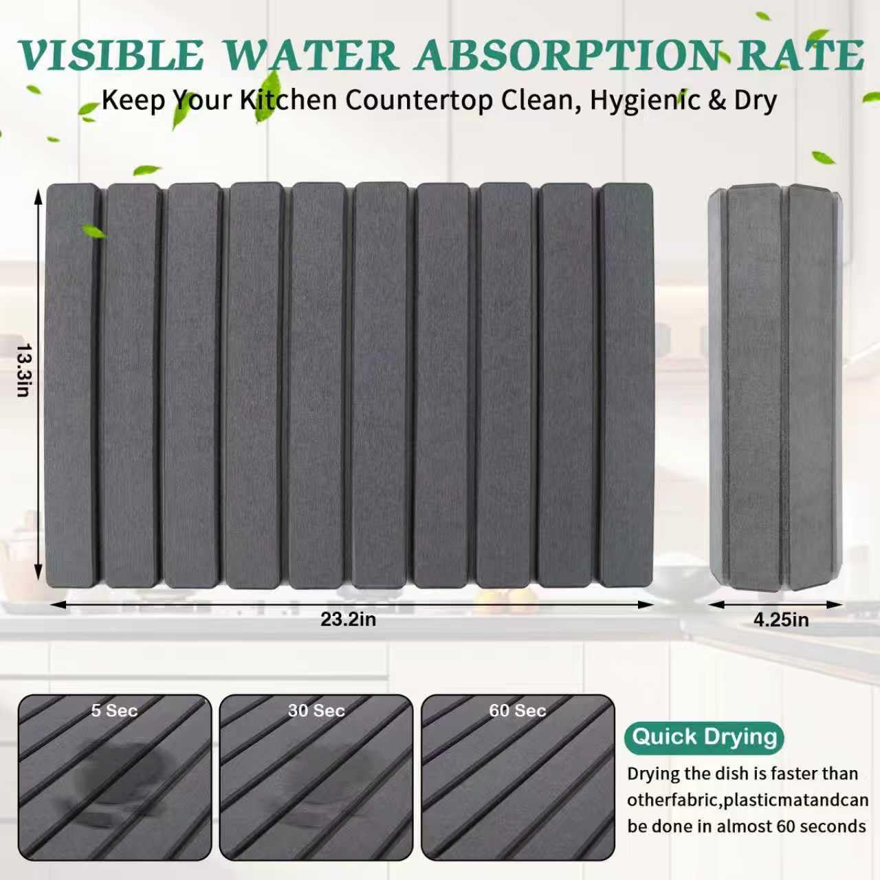 YLjindoia kitchen counter drying mat showing absorbent design
