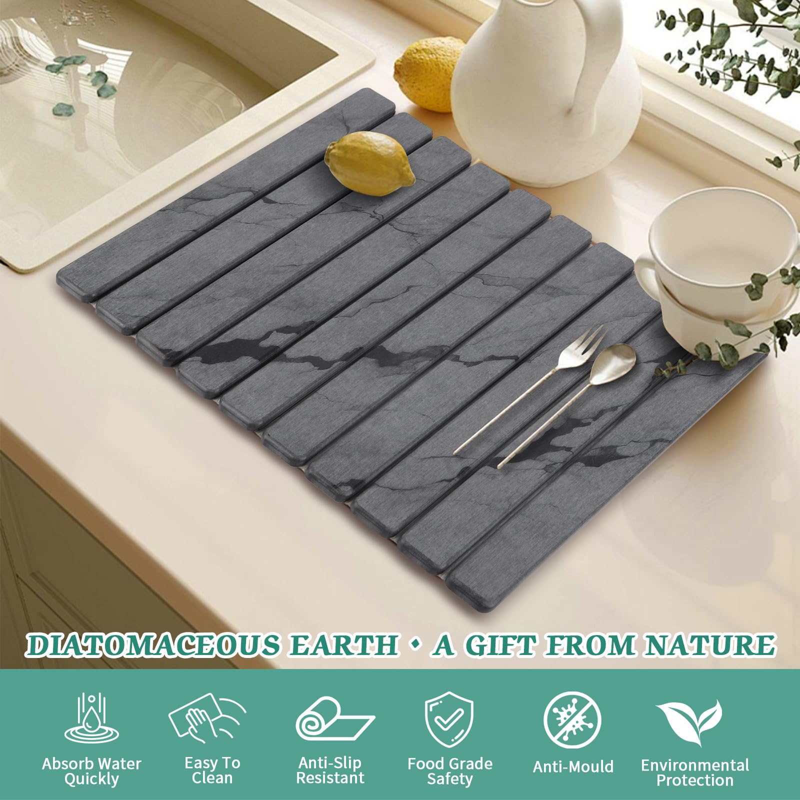 YLjindoia kitchen counter drying mat setup helps a tidy workspace