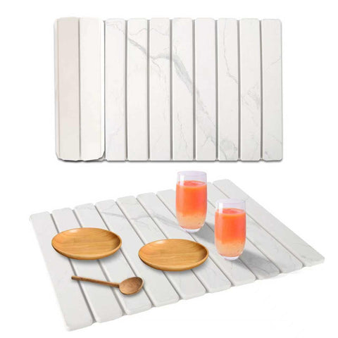 YLjindoia stone drying mat with marble texture dries dishes stylishly.