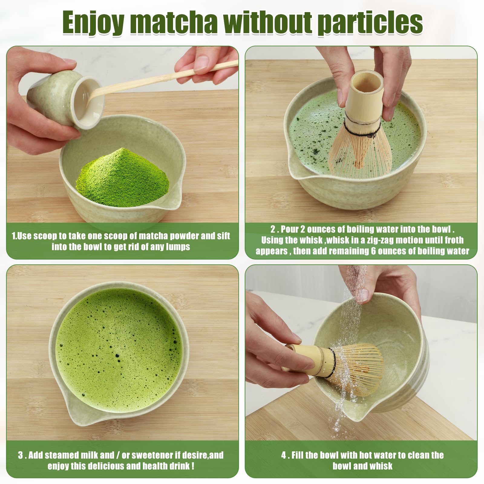 YLMFTNU bamboo scoop easy measuring and clean scooping for precise whisking.