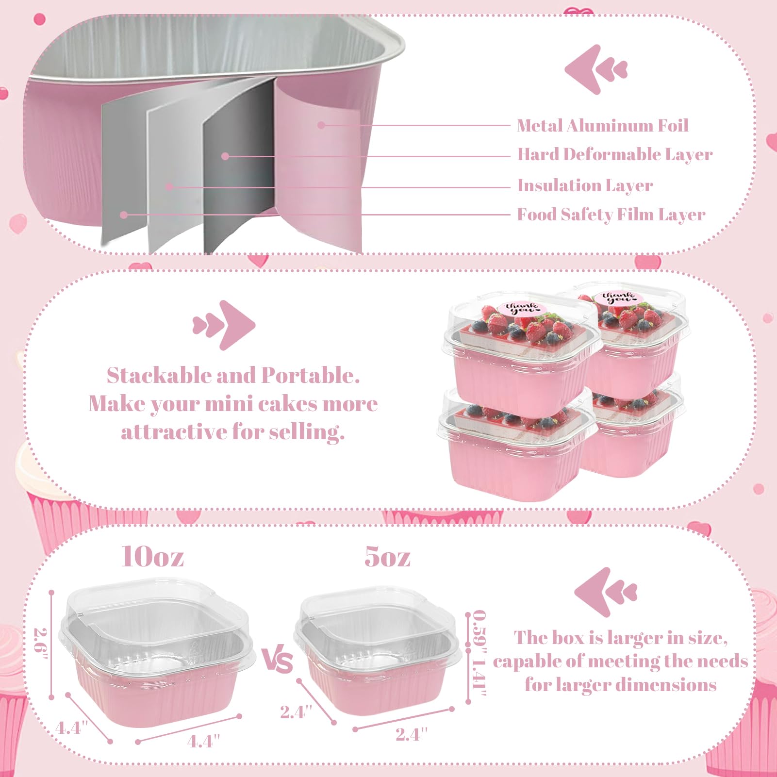 ylnurac 100-pack pans with clear lids for fresh transport