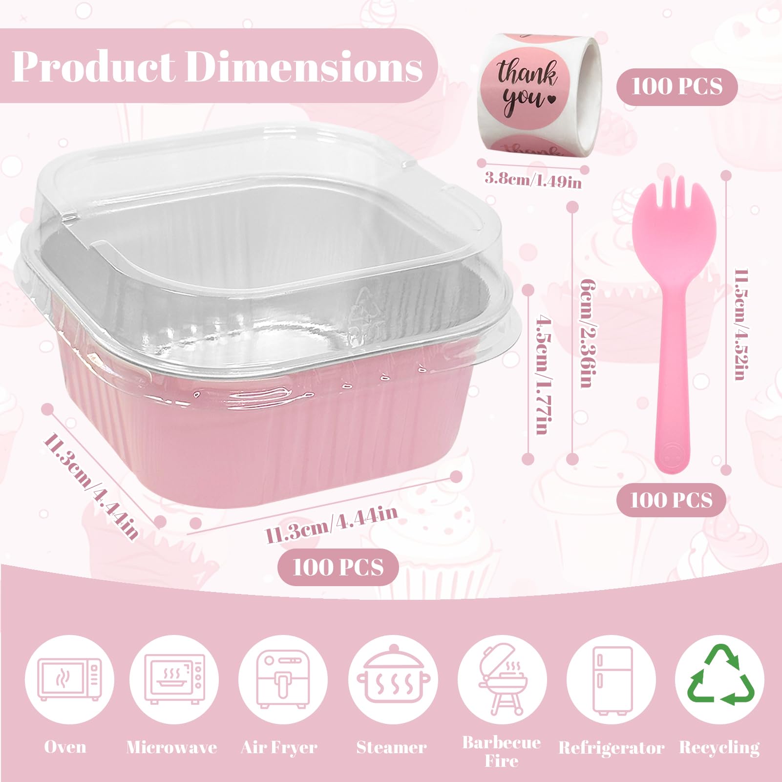 ylnurac 10oz aluminum foil bake cups for individual portions