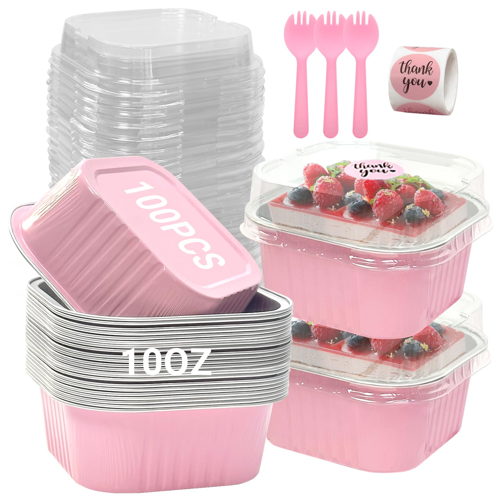 ylnurac mini cake pans with pink lids for portable desserts