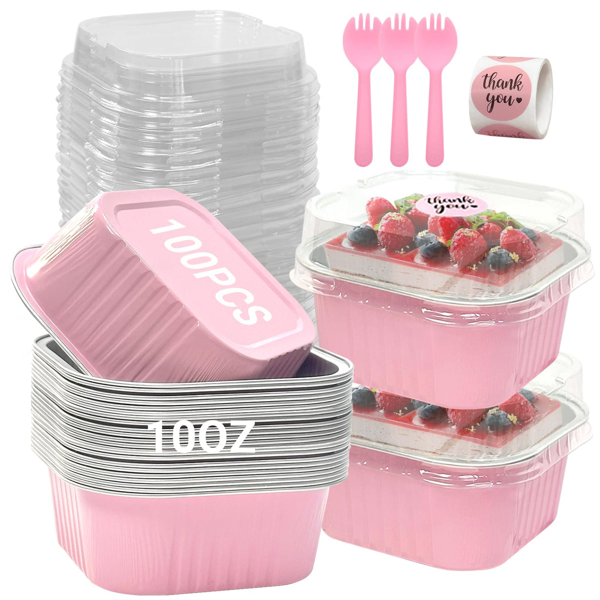 ylnurac mini cake pans with pink lids for portable desserts