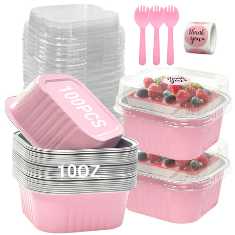 ylnurac mini cake pans with pink lids for portable desserts