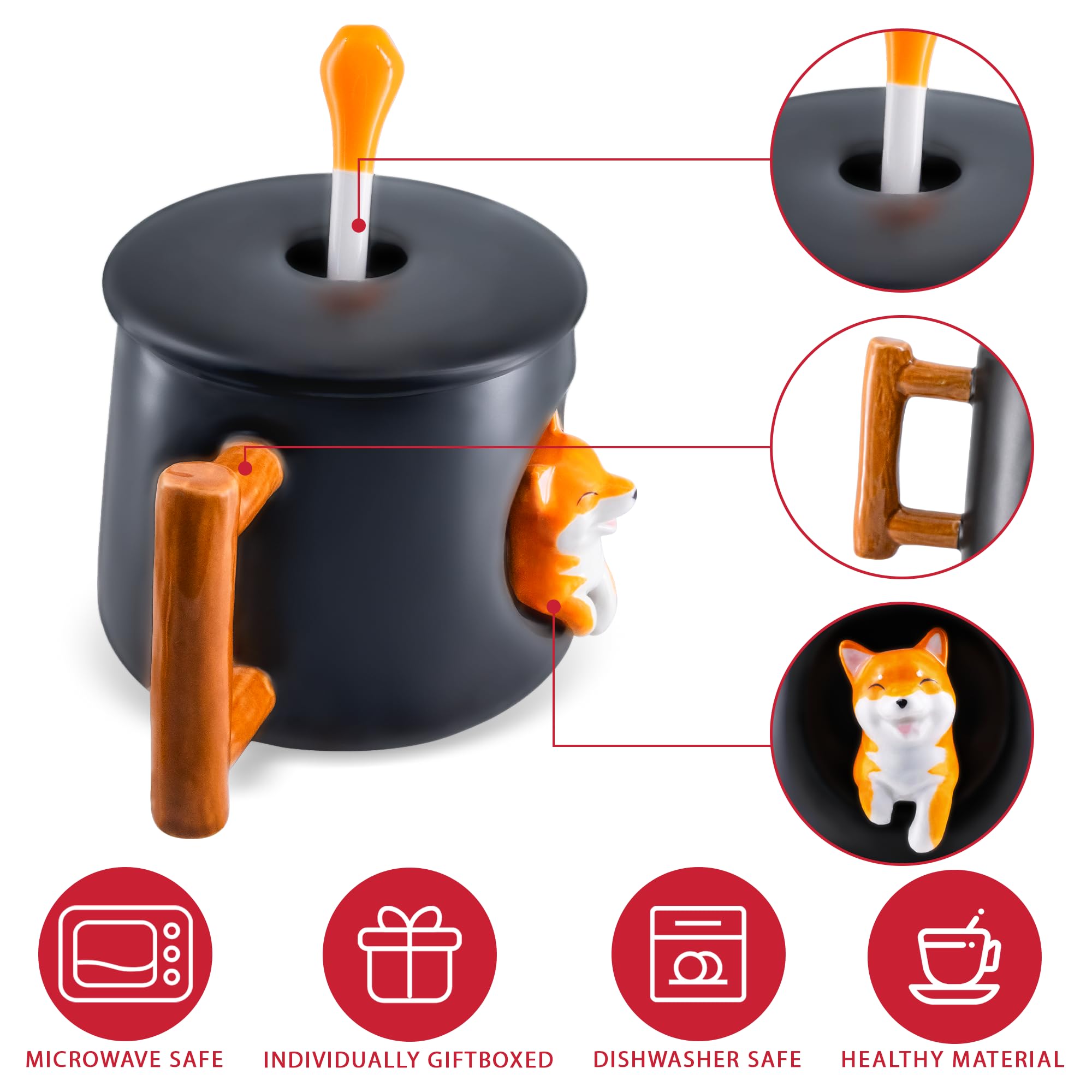 YLOKO Shiba Inu mug 14oz capacity, generous serving for your beverage
