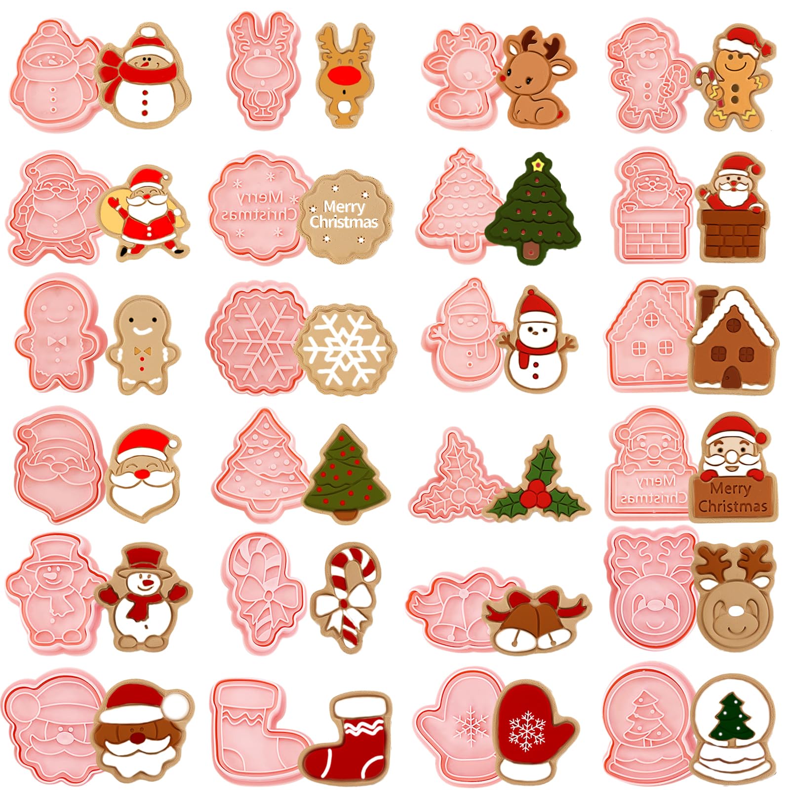 YLOLUL Christmas cookie stamps set with 24 shapes for festive baking