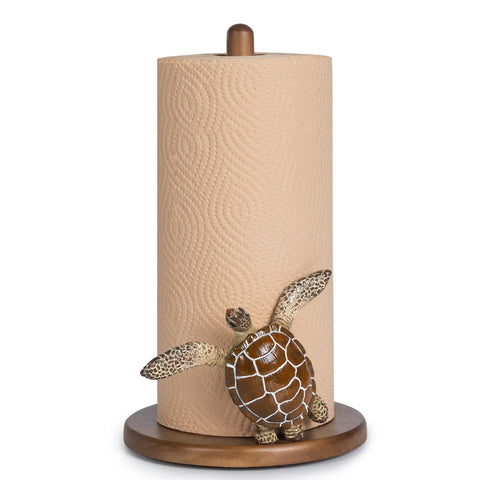 YLOVAN turtle paper towel holder on counter adds coastal charm and stability.