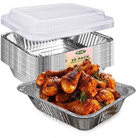 YLT WAX 9x13 aluminum pan with lid viewed top, ideal for even baking and easy serving.