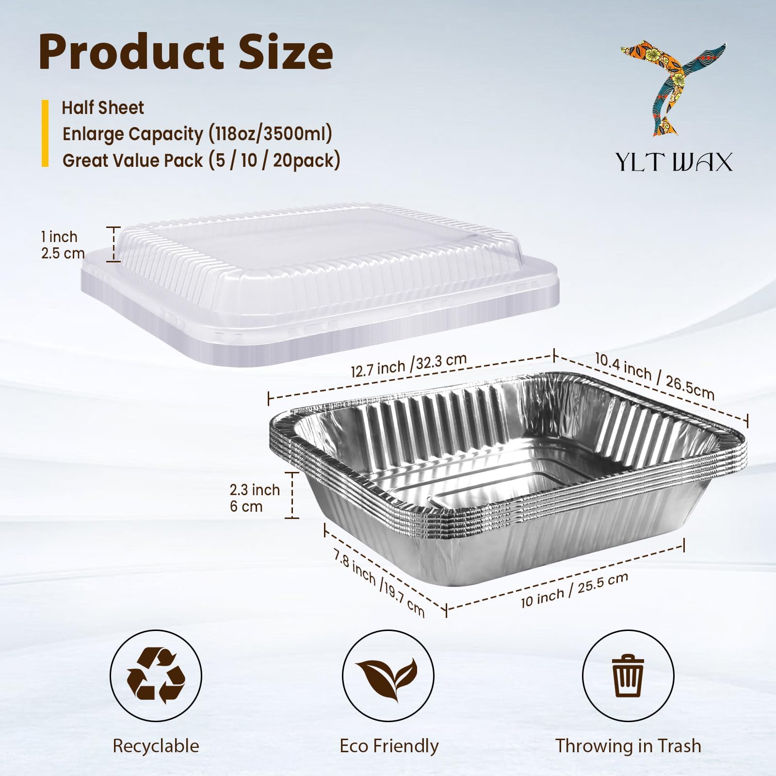 YLT WAX half-size deep pan ready for lasagna or casseroles, with sturdy walls.