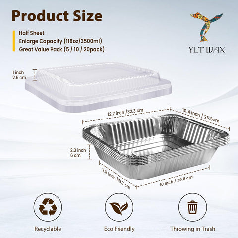 YLT WAX half-size deep pan ready for lasagna or casseroles, with sturdy walls.