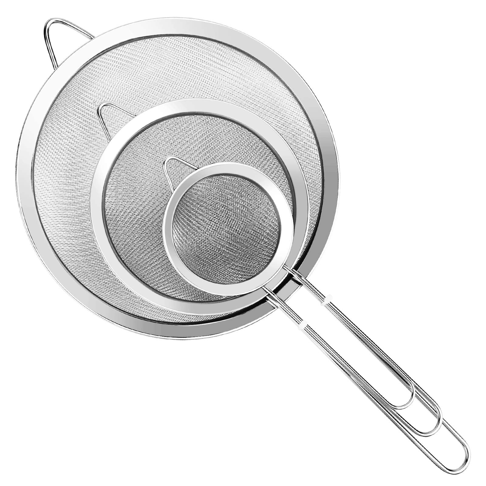 YLYL 3 piece fine mesh strainer set with handles for versatile kitchen sifting