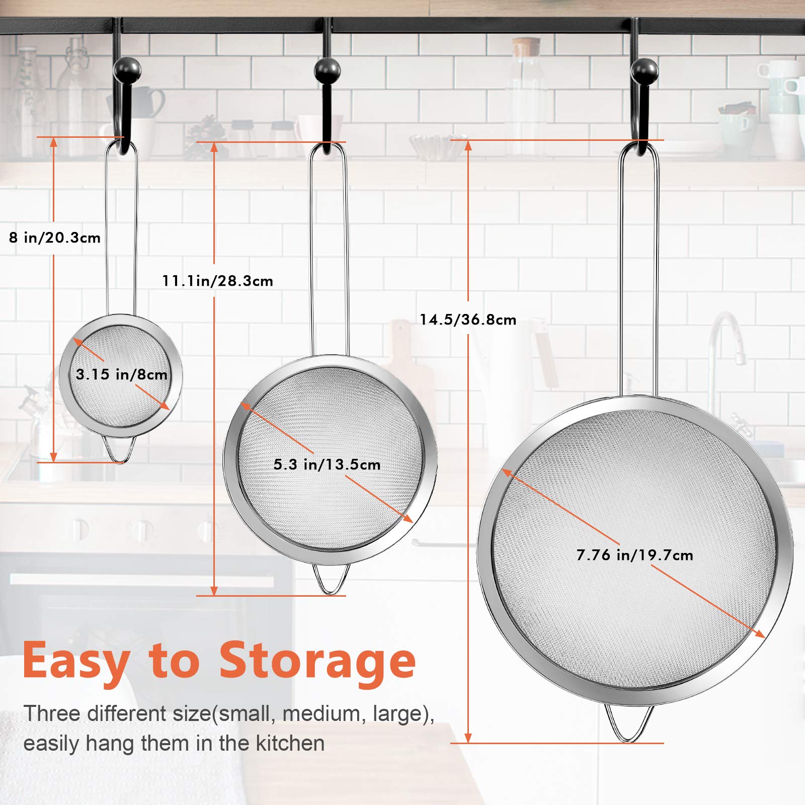 YLYL large fine mesh strainer with handle ideal for draining pasta