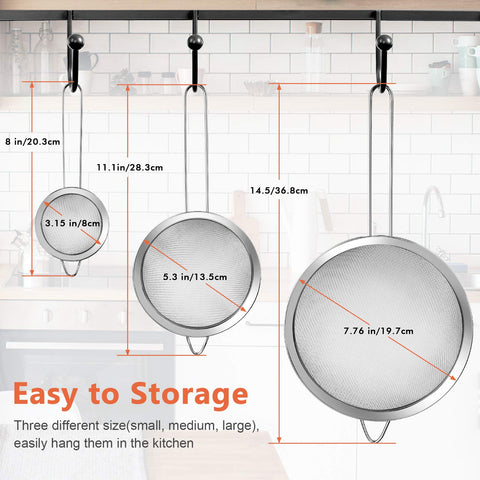 YLYL large fine mesh strainer with handle ideal for draining pasta
