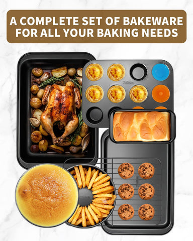 Ymiton cookie sheets and roasting pan deliver even browning and easy cleanup.
